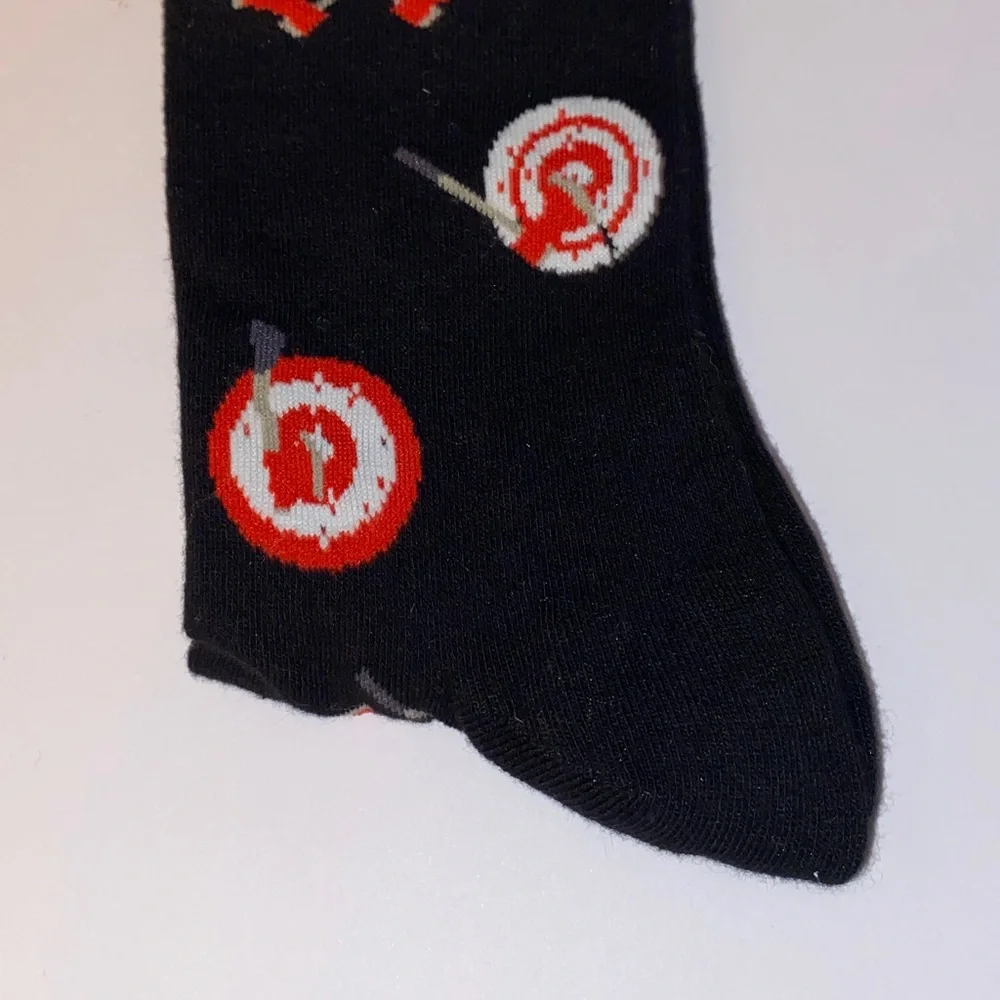 NWT Mens Fun Split Happens Crew Black, White and Red Socks OS